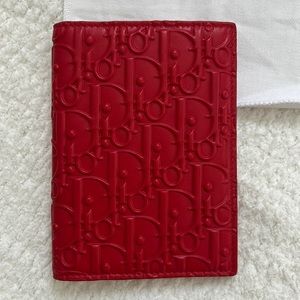 Dior Red Leather Logo Passport Holder